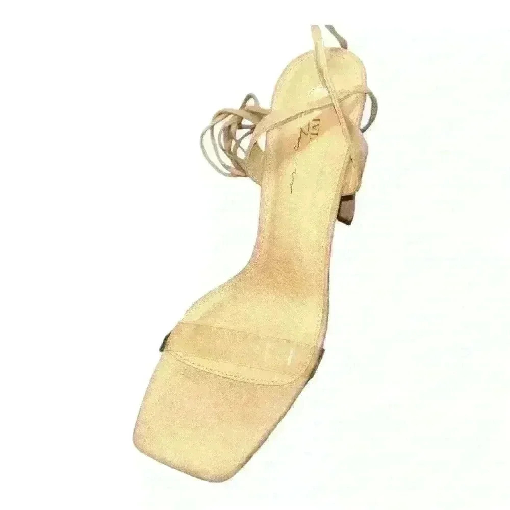 Olivia Jaymes Nude Lace Up Heels size 8.5 beautiful! - Picture 5 of 9